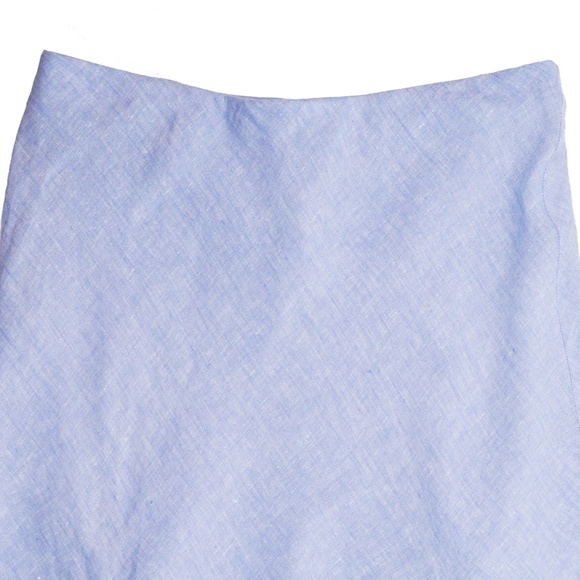 New J.CREW Size M Gwyneth Flounce-Hem Slip Skirt in Linen French Blue $148 CN555 - Picture 3 of 4